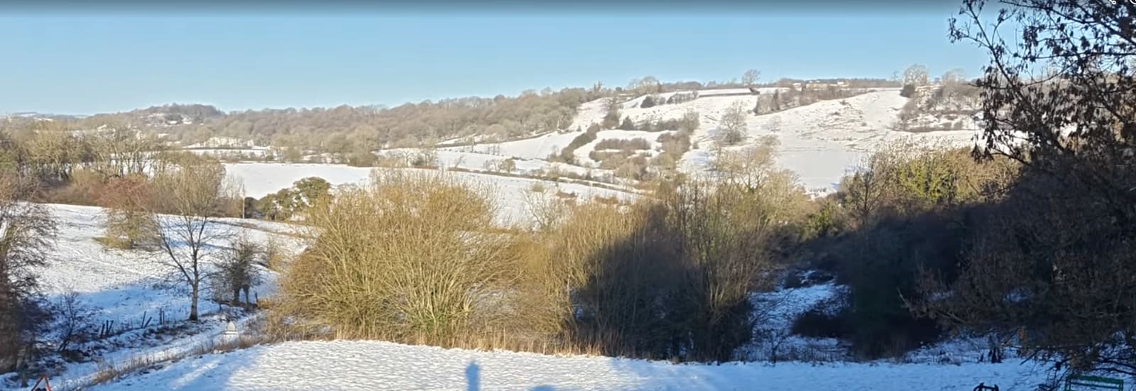 Snowy Peak District landscape